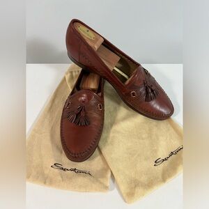 Santoni Men's Brown Leather Loafers 11.5